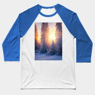 winter sunrise in the fir forest Baseball T-Shirt